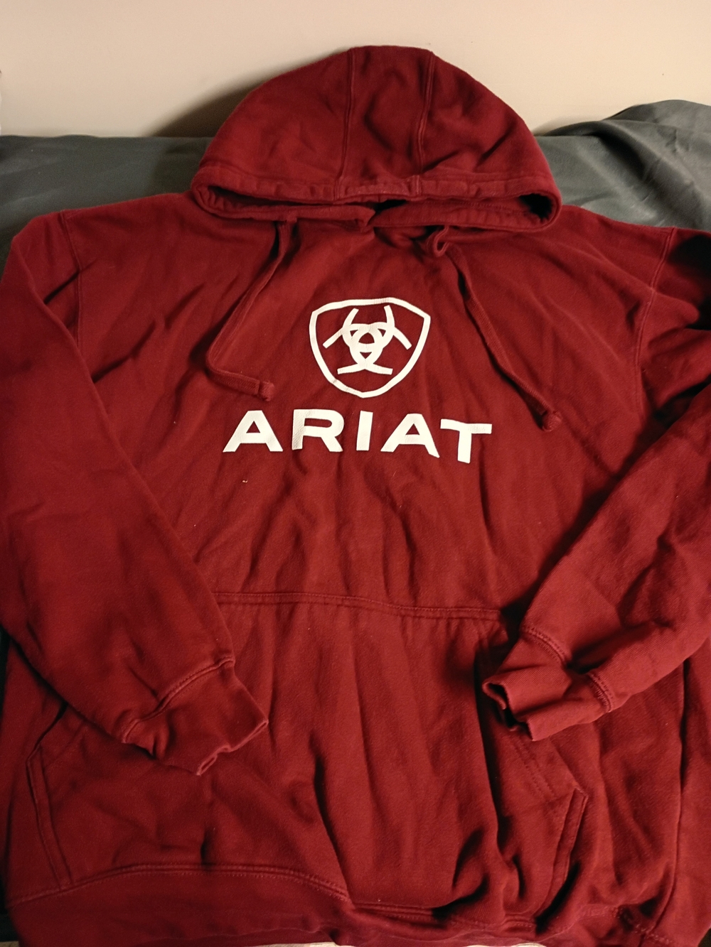 Ariat Men's Deep Red Zip-Up Hoodie with White Logo
